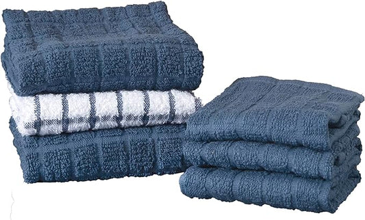 Roll over image to zoom in       2 VIDEOS Ritz Premium Kitchen Towel and Dish Cloth Value Set (6-Pack), Highly Absorbent, Super Soft,  100% Cotton Checked and Solid Hand Towels, Tea Towels, Bar Towels